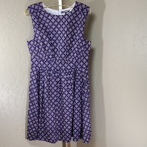 emily and fin Purple Tan Geometric Sleeveless Dress 100% Cotton Large